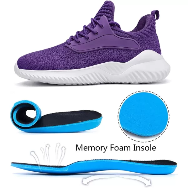 imageAkk Womens Walking Shoes  Slip On Tennis Running Shoes Memory Foam Lightweight Work Sneakers for Indoor Outdoor GymPurple
