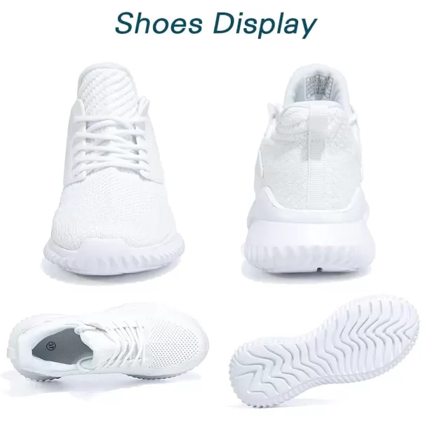 imageAkk Womens Walking Shoes  Slip On Tennis Running Shoes Memory Foam Lightweight Work Sneakers for Indoor Outdoor GymWhite