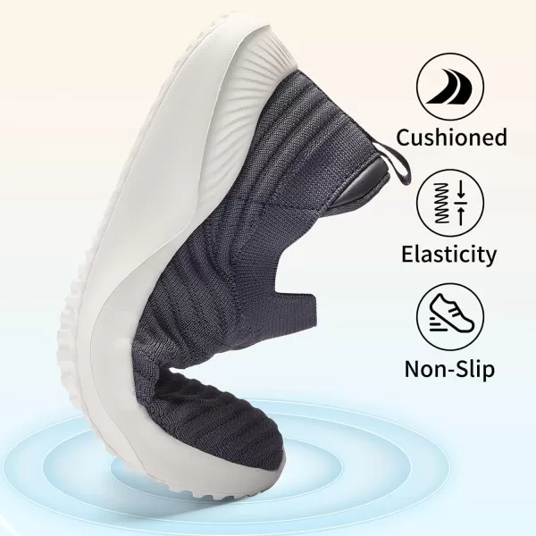 imageAkk Womens Walking Shoes Slip on Sneakers Comfortable Knitted Mesh Sneakers Lightweight Casual Work ShoesDark Grey