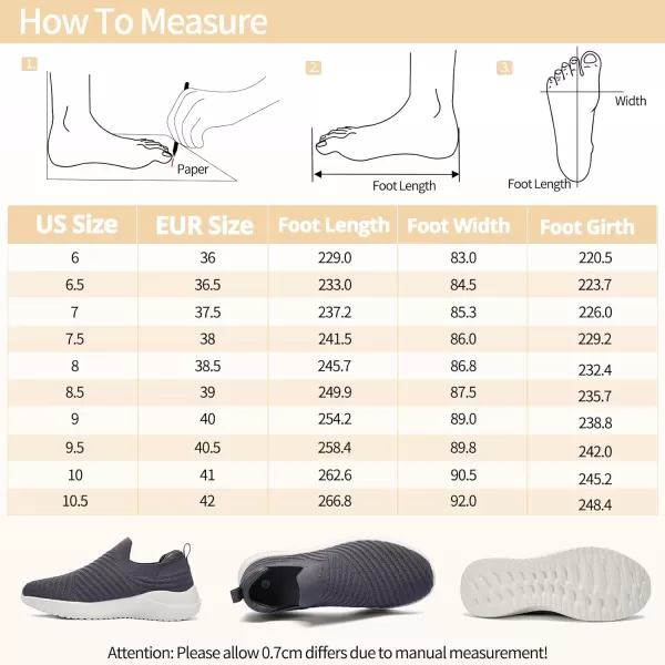 imageAkk Womens Walking Shoes Slip on Sneakers Comfortable Knitted Mesh Sneakers Lightweight Casual Work ShoesDark Grey