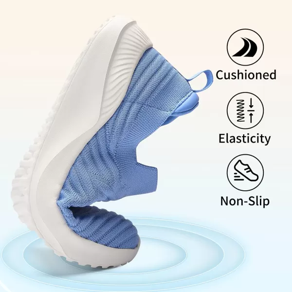 imageAkk Womens Walking Shoes Slip on Sneakers Comfortable Knitted Mesh Sneakers Lightweight Casual Work ShoesLight Blue