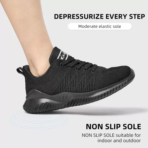 imageAkk Womens Walking Shoes Sneakers  Slip On Memory Foam Lightweight Workout Tennis Running Shoes06allblack