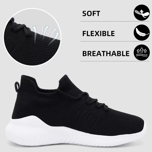 imageAkk Womens Walking Shoes Sneakers  Slip On Memory Foam Lightweight Workout Tennis Running ShoesBlack