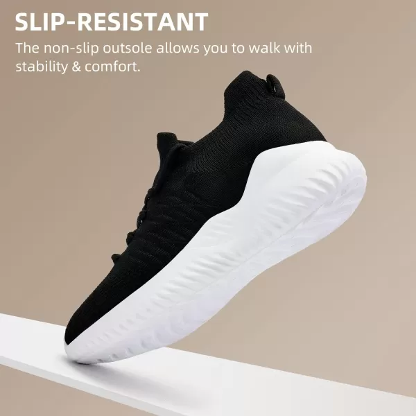 imageAkk Womens Walking Shoes Sneakers  Slip On Memory Foam Lightweight Workout Tennis Running ShoesBlack