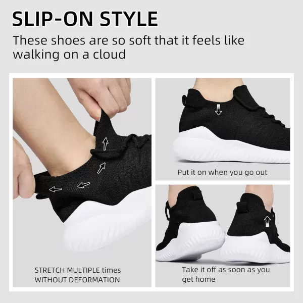 imageAkk Womens Walking Shoes Sneakers  Slip On Memory Foam Lightweight Workout Tennis Running ShoesBlack