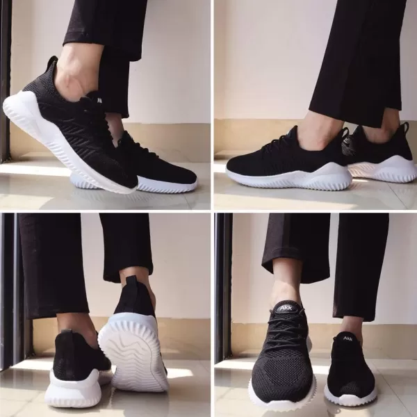 imageAkk Womens Walking Tennis Shoes  Slip On Memory Foam Lightweight Casual Sneakers for Gym Travel WorkBlack