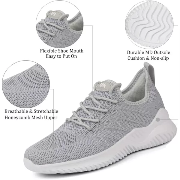 imageAkk Womens Walking Tennis Shoes  Slip On Memory Foam Lightweight Casual Sneakers for Gym Travel WorkGrey