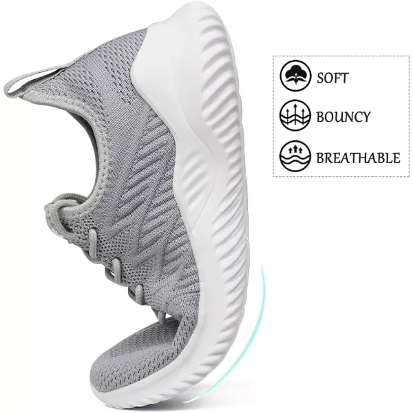 imageAkk Womens Walking Tennis Shoes  Slip On Memory Foam Lightweight Casual Sneakers for Gym Travel WorkGrey
