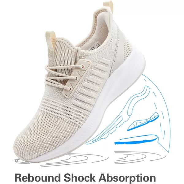 imageAkk Womens Walking Tennis Shoes  Slip On Memory Foam Lightweight Casual Sneakers for Gym Travel WorkNew Beige