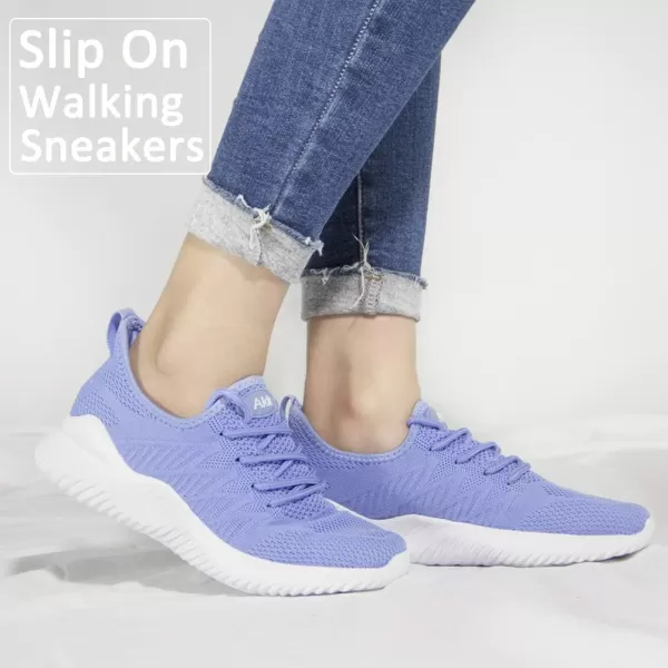 imageAkk Womens Walking Tennis Shoes  Slip On Memory Foam Lightweight Casual Sneakers for Gym Travel WorkSkyblue