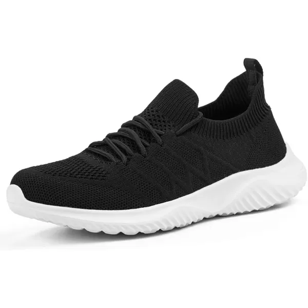 imageAkk Womens Walking Tennis Shoes  Slip On Memory Foam Lightweight Casual Sneakers for Gym Travel WorkZ1804 Black