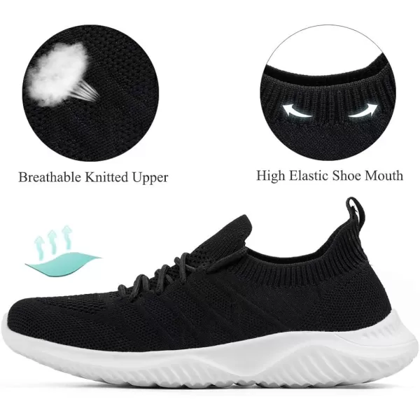 imageAkk Womens Walking Tennis Shoes  Slip On Memory Foam Lightweight Casual Sneakers for Gym Travel WorkZ1804 Black