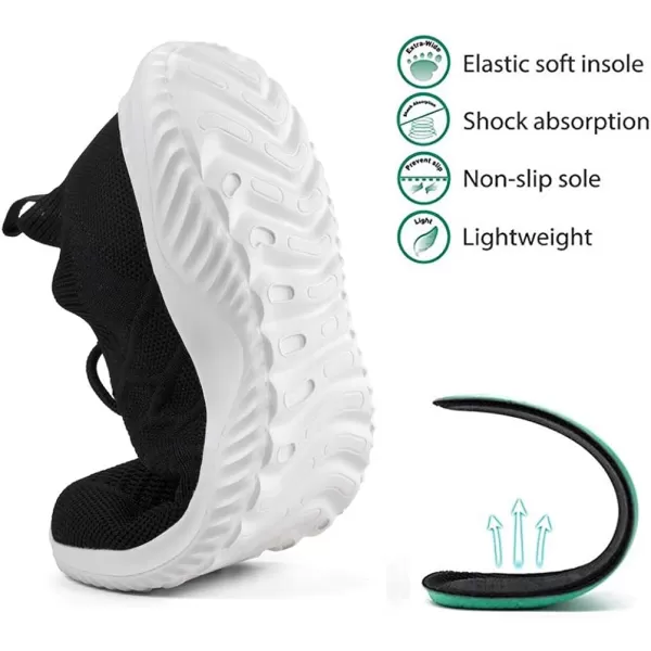 imageAkk Womens Walking Tennis Shoes  Slip On Memory Foam Lightweight Casual Sneakers for Gym Travel WorkZ1804 Black