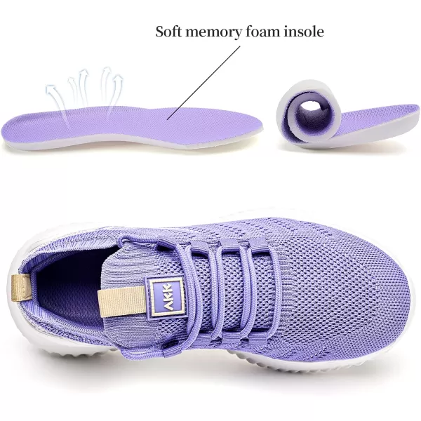 imageAkk Womens Walking Tennis Shoes Memory Foam Lightweight Casual Fashion Running Sneakers for Gym WorkoutPurple