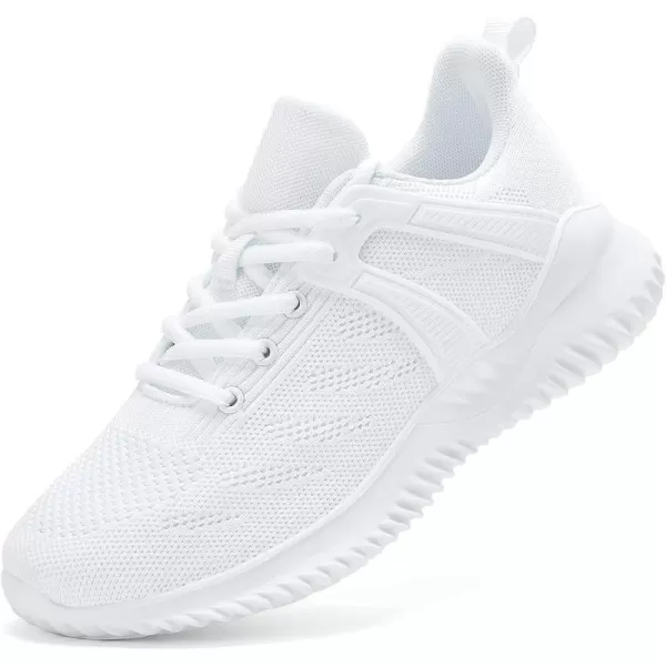 imageAkk Womens Athletic Walking Shoes  Memory Foam Lightweight Tennis Sports Shoes Gym Jogging Slip On Running SneakersWhite816
