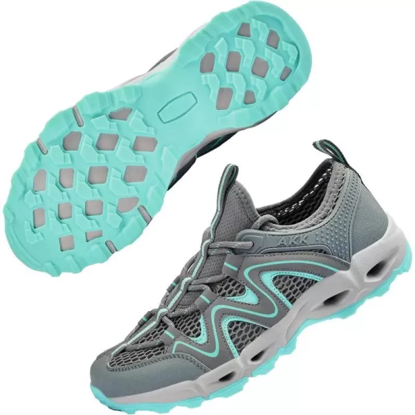 imageAkk Womens Hiking Water Shoes  MultiPurpose Quick Dry Sneakers Non Slip amp Lightweight amp Breathable for Outdoor Sport Travel Walking Tour Swim BeachAqua