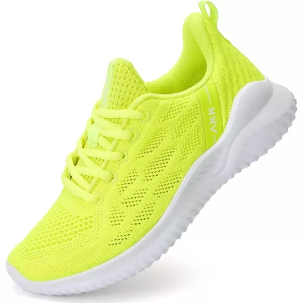 imageAkk Womens Sneakers Running Shoes  Walking Tennis Shoes Lightweight Breathable Memory Foam Sport Shoe for Nurses Gym Jogging TrainersFluorescent Green