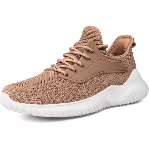 imageAkk Womens Walking Shoes  Slip On Tennis Running Shoes Memory Foam Lightweight Work Sneakers for Indoor Outdoor GymC09 Tan