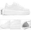 imageWhite Platform Sneakers for Women  Ultra Lightweight Classic Leather Walking Tennis Shoes Comfortable Lace Up Fashion Casual Shoes for Indoor Outdoor Travel WorkWhite