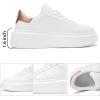 imageWhite Platform Sneakers for Women  Ultra Lightweight Classic Leather Walking Tennis Shoes Comfortable Lace Up Fashion Casual Shoes for Indoor Outdoor Travel WorkWhiteGold