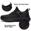 imageWomens Athletic Walking Shoes  Running Tennis Shoes Jogging Workout Lightweight Breathable Slip on Sneakers for Indoor Outdoor Gym Travel WorkAall Black