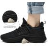 imageWomens Athletic Walking Shoes  Running Tennis Shoes Jogging Workout Lightweight Breathable Slip on Sneakers for Indoor Outdoor Gym Travel WorkBall Black