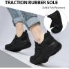 imageWomens Athletic Walking Shoes  Running Tennis Shoes Jogging Workout Lightweight Breathable Slip on Sneakers for Indoor Outdoor Gym Travel WorkBall Black