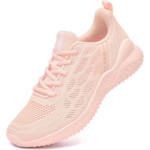 imageWomens Tennis Shoes Fashion Walking Shoes Breathable Comfortable Athletic Running Shoes Pink Sneakers for Gym Jogging Fitness Nurses Size 8