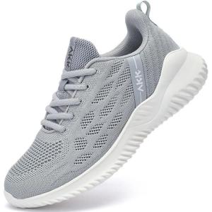 imageWomens Tennis Shoes Lightweight Walking Shoes Casual Sport Breathable Athletic Running Shoes Sneakers for Gym Jogging Fitness Nursing Grey Size 95