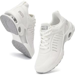 imageWomens Tennis Shoes White Sneakers Air Running Shoes Womens Breathable Walking Shoes for Gym Workout Jogging Nursing Size 55 Size 9
