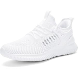 imageMens Sneakers Tennis Shoes  Slip on Memory Foam Walking Shoes for Athletic Running Workout Gym Jogging Indoor Outdoor Lightweight Breathable Casual SneakersWhited