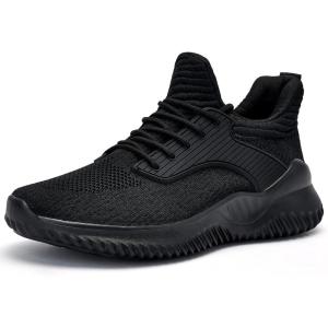 imageWalking Shoes for Men Sneakers  Memory Foam Tennis Running Shoes for Athletic Workout Gym Jogging Sports Lightweight Breathable Casual SneakersAll Blackb