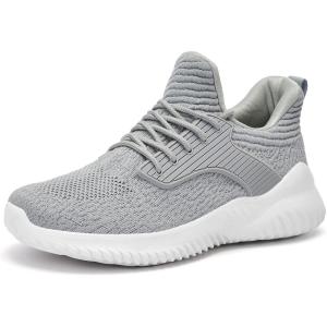 imageWalking Shoes for Men Sneakers  Memory Foam Tennis Running Shoes for Athletic Workout Gym Jogging Sports Lightweight Breathable Casual SneakersGreyb