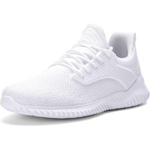imageWalking Shoes for Men Sneakers  Memory Foam Tennis Running Shoes for Athletic Workout Gym Jogging Sports Lightweight Breathable Casual SneakersWhiteb