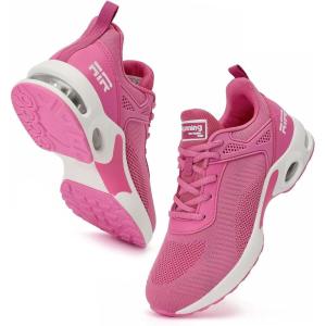 imageWomens Walking Shoes Lightweight Running Shoes Womens Tennis Shoes Non Slip Air Shoes Breathable Mesh Air Cushion Sneakers for Gym Workout Sports Ping Size 8 DPink