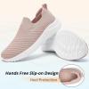 imageWomens Walking Shoes Slip on Sneakers Comfortable Knitted Mesh Sneakers Lightweight Casual Work ShoesDark Pink