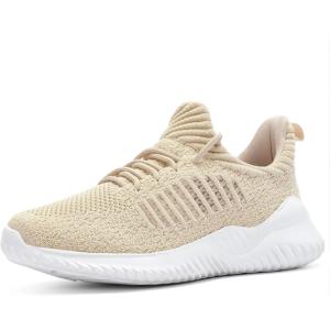 imageWomens Walking Shoes  Slip On Tennis Running Shoes Memory Foam Lightweight Work Sneakers for Indoor Outdoor GymD07 Beige