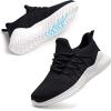 imageWomens Walking Tennis Shoes  Slip On Memory Foam Lightweight Casual Sneakers for Gym Travel Work Black US 75EU 385