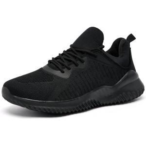 imageMens Wide Sneakers Walking Shoes  Slip on Tennis ShoesLightweight Breathable Comfortable Running Shoes for Athletic Workout Gym Jogging and Casual Wear Wide Width All Black Size 11