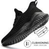 imageMens Athletic Walking Shoes  Comfy Memory Foam Lightweight Workout Casual Tennis Running Sneakers for Indoor Outdoor Allblack Size 12