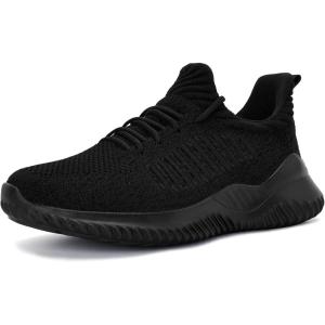 imageWomens Walking Shoes  Slip On Tennis Running Shoes Memory Foam Lightweight Work Sneakers for Indoor Outdoor GymD07 All Black