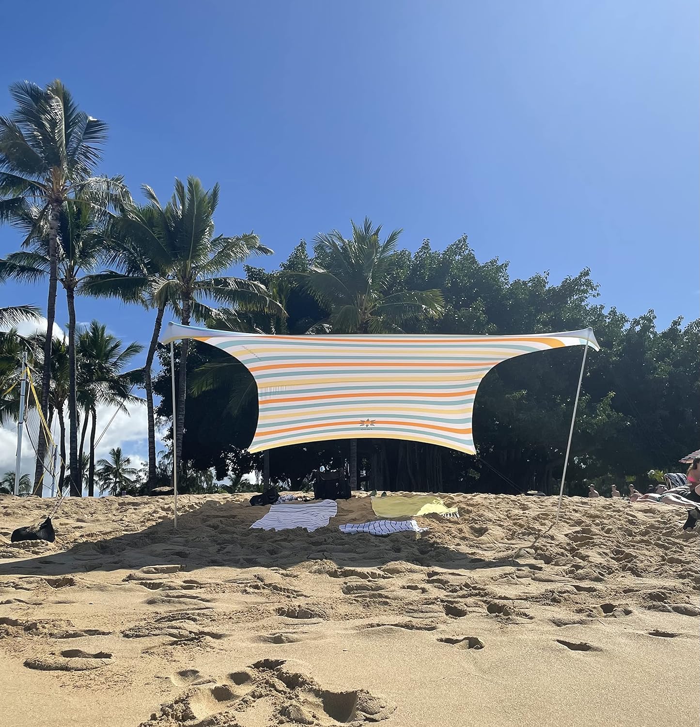imageNeso Tents Grande Beach Tent 7ft Tall 9 x 9ft Reinforced Corners and Cooler PocketVintage Stripes