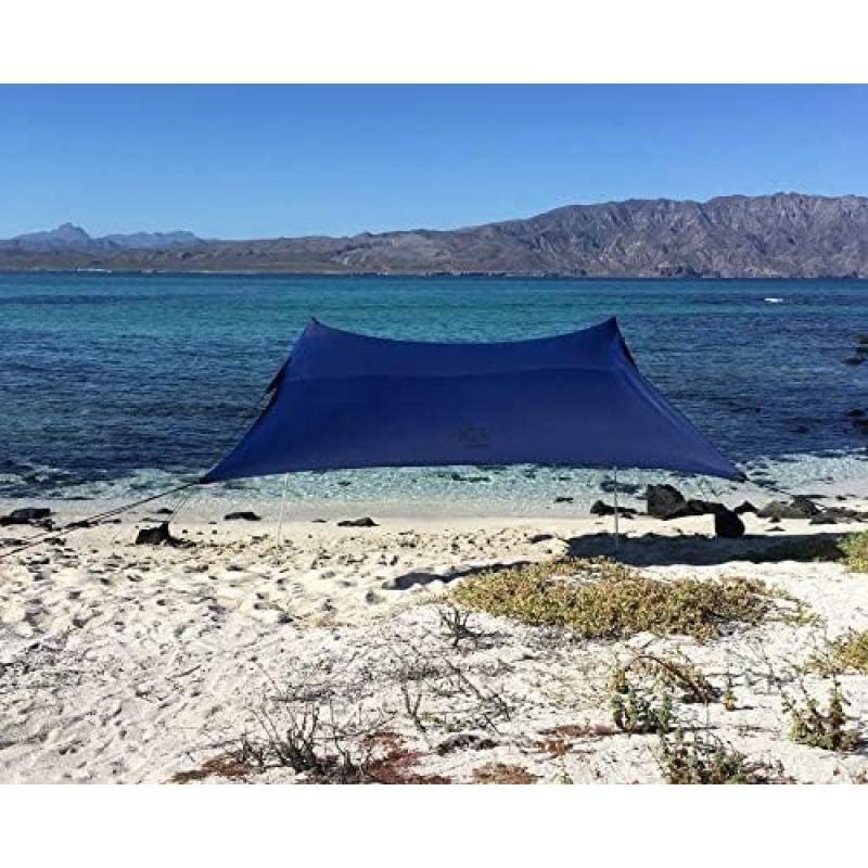 imageNeso Tents Beach Tent with Sand Anchor Portable Canopy Sunshade  7 x 7  Patented Reinforced CornersPeriwinkle BlueNavy Blue
