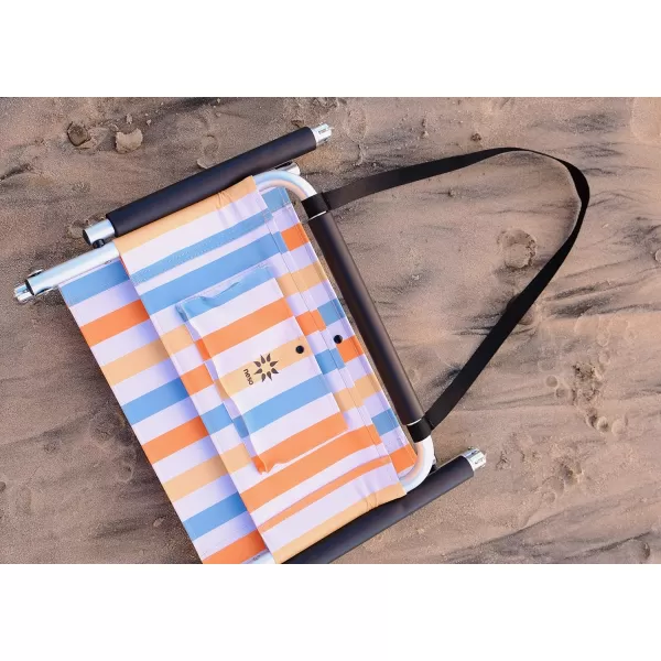 image2 Pack of Neso Lightweight Water Resistant Beach Chairs with Shoulder Strap and Slip Pocket  Folds ThinBlackRegular Vintage Stripes