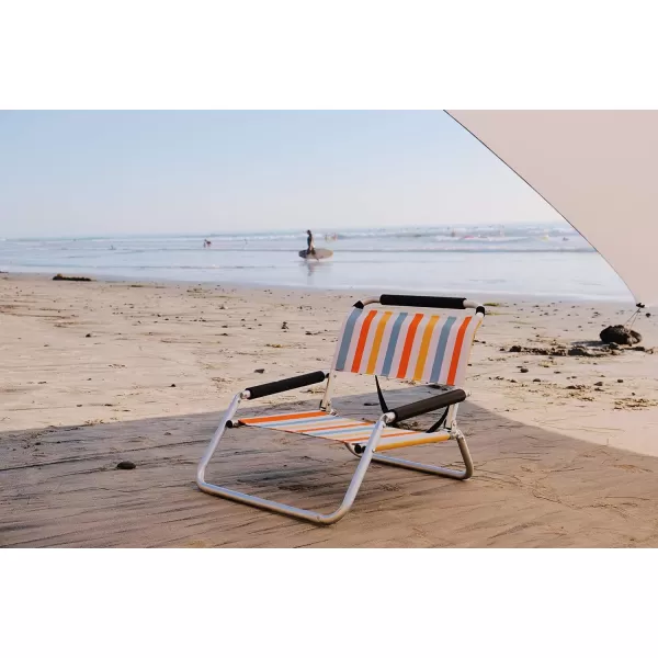 image2 Pack of Neso Lightweight Water Resistant Beach Chairs with Shoulder Strap and Slip Pocket  Folds ThinBlackRegular Vintage Stripes
