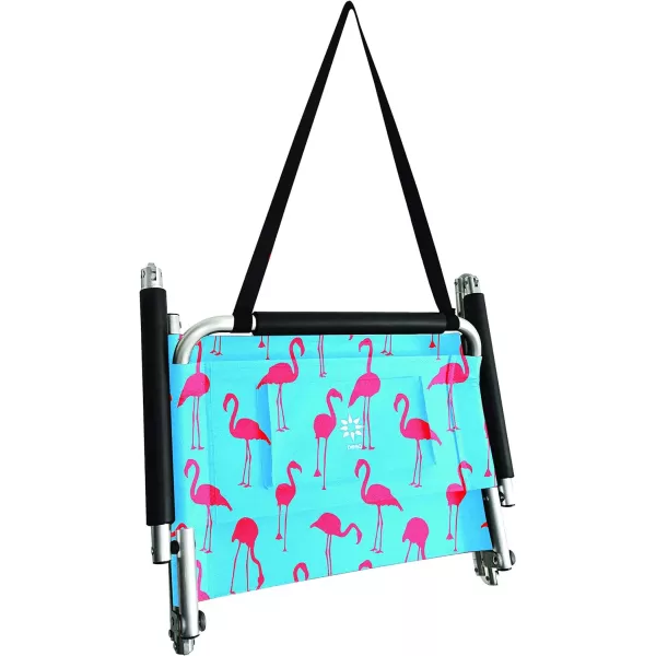 image2 Pack of Neso Lightweight Water Resistant Beach Chairs with Shoulder Strap and Slip Pocket  Folds ThinBlackXLarge Flamingos