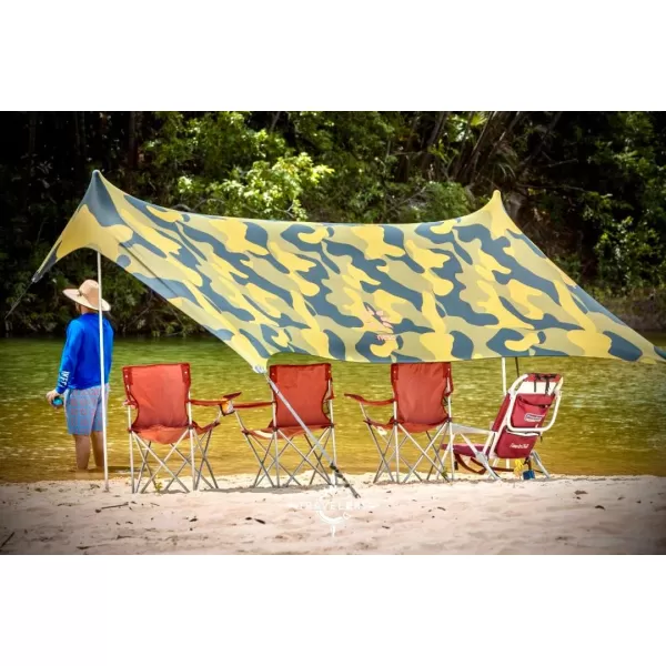 imageNeso Sidelines Grande  Versatile Sports Sun Shelter Patented Corners amp Poles 100 Recycled StakesCamo