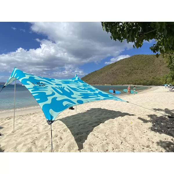 imageNeso Tents Beach Tent with Sand Anchor Portable Canopy Sunshade  7 x 7  Patented Reinforced CornersPeriwinkle BlueCoastal Birds