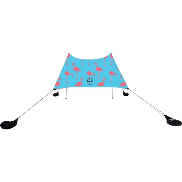 imageNeso Tents Beach Tent with Sand Anchor Portable Canopy Sunshade  7 x 7  Patented Reinforced CornersPeriwinkle BlueFlamingos