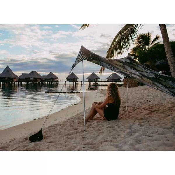 imageNeso Tents Beach Tent with Sand Anchor Portable Canopy Sunshade  7 x 7  Patented Reinforced CornersPeriwinkle BlueGreen Fronds